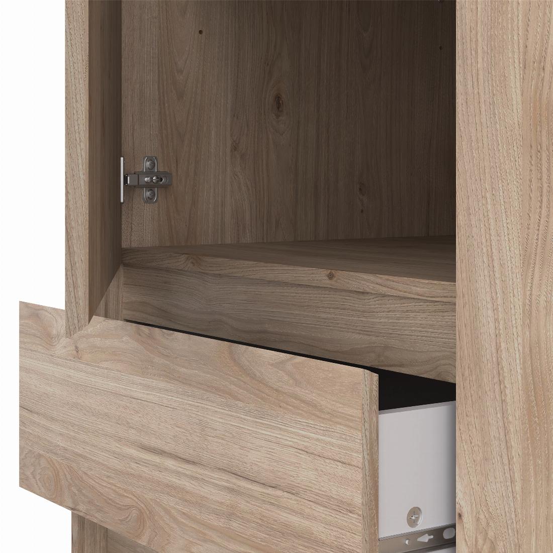 Naia Wardrobe with 1 Sliding door + 1 door + 3 drawers in Oak structure Jackson Hickory