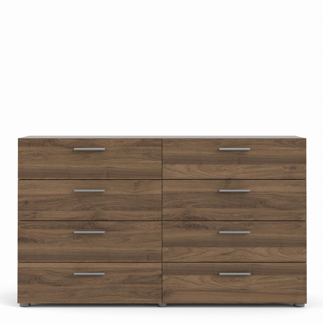 Pepe Wide Chest of 8 Drawers (4+4) in Walnut