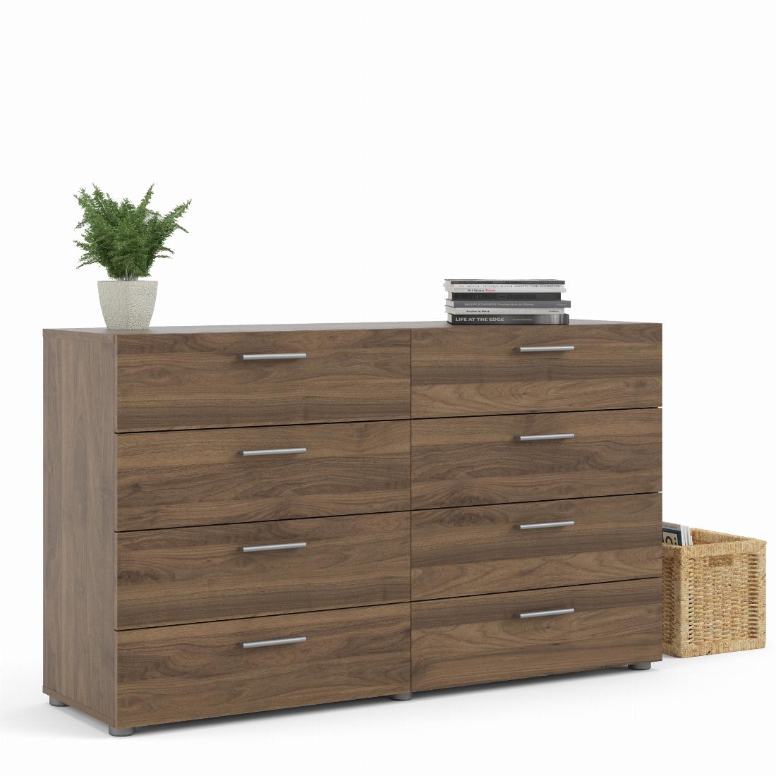 Pepe Wide Chest of 8 Drawers (4+4) in Walnut