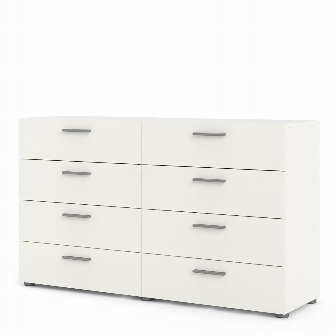 Pepe Wide Chest of 8 Drawers (4+4) in White Woodgrain