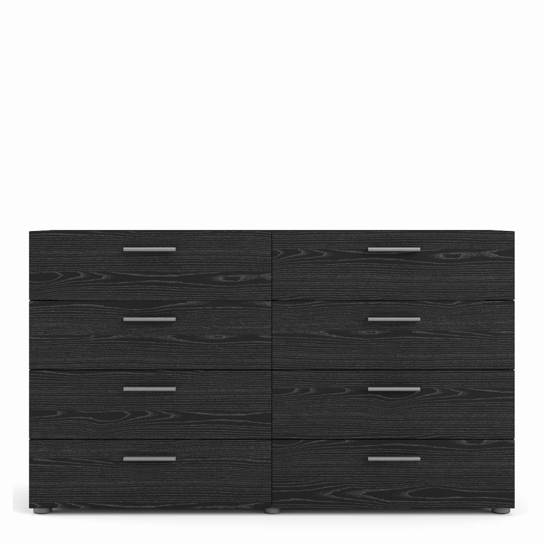 Pepe Wide Chest of 8 Drawers (4+4) in Black Woodgrain