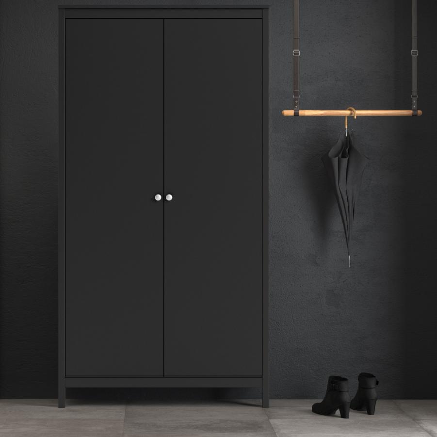 Madrid Wardrobe with 2 doors in Matt Black