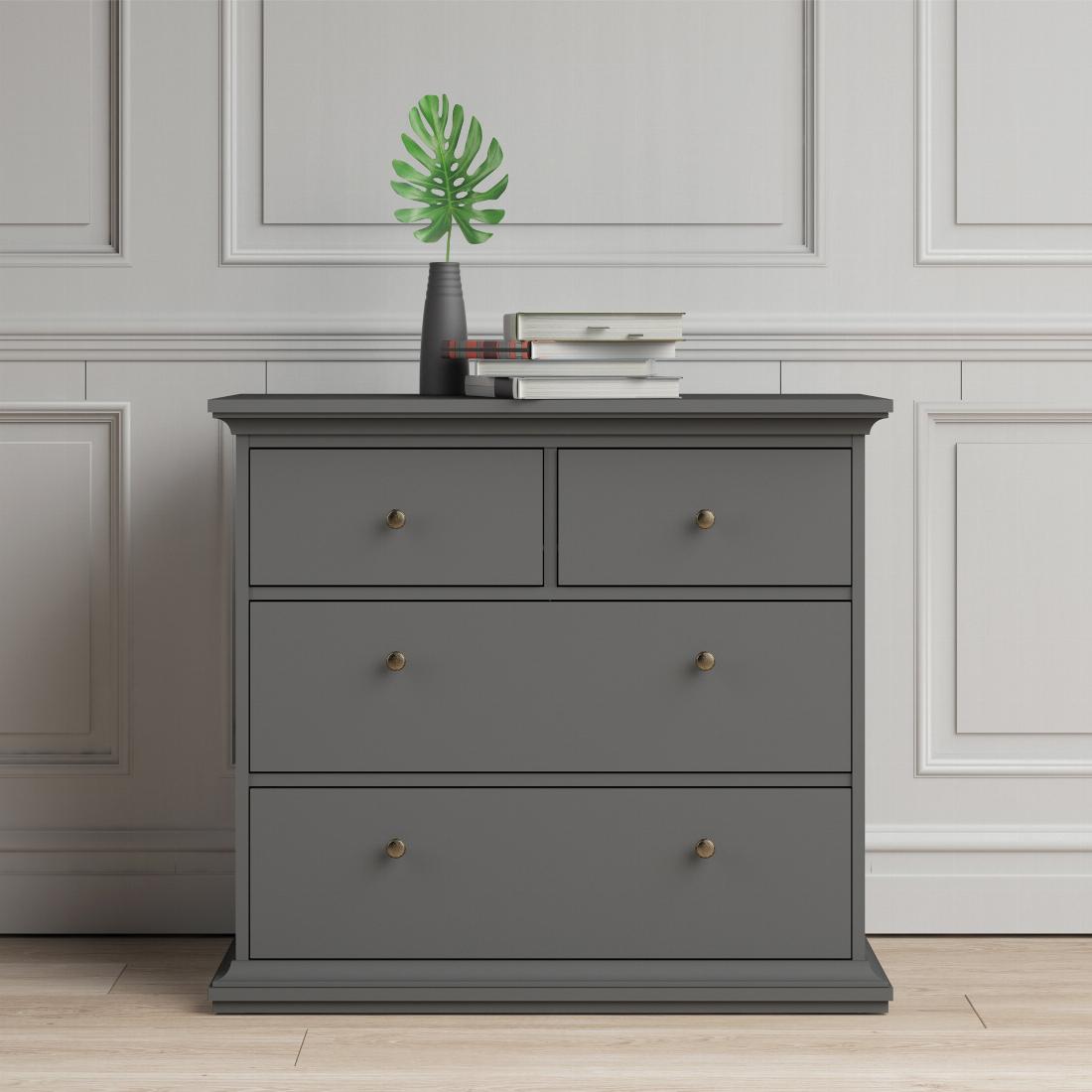 Paris Chest of 4 Drawers in Matt Grey