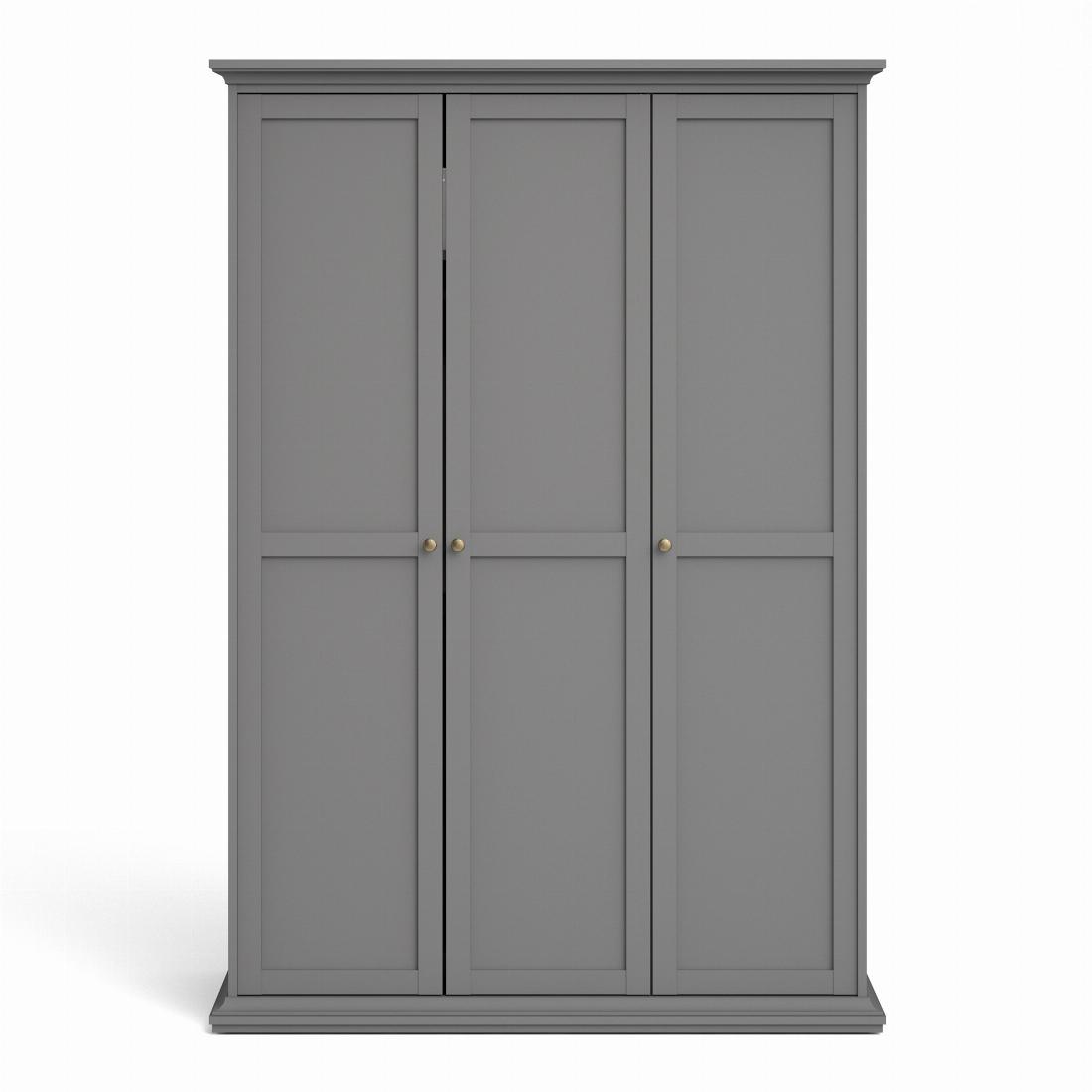 Paris Wardrobe with 3 Doors in Matt Grey