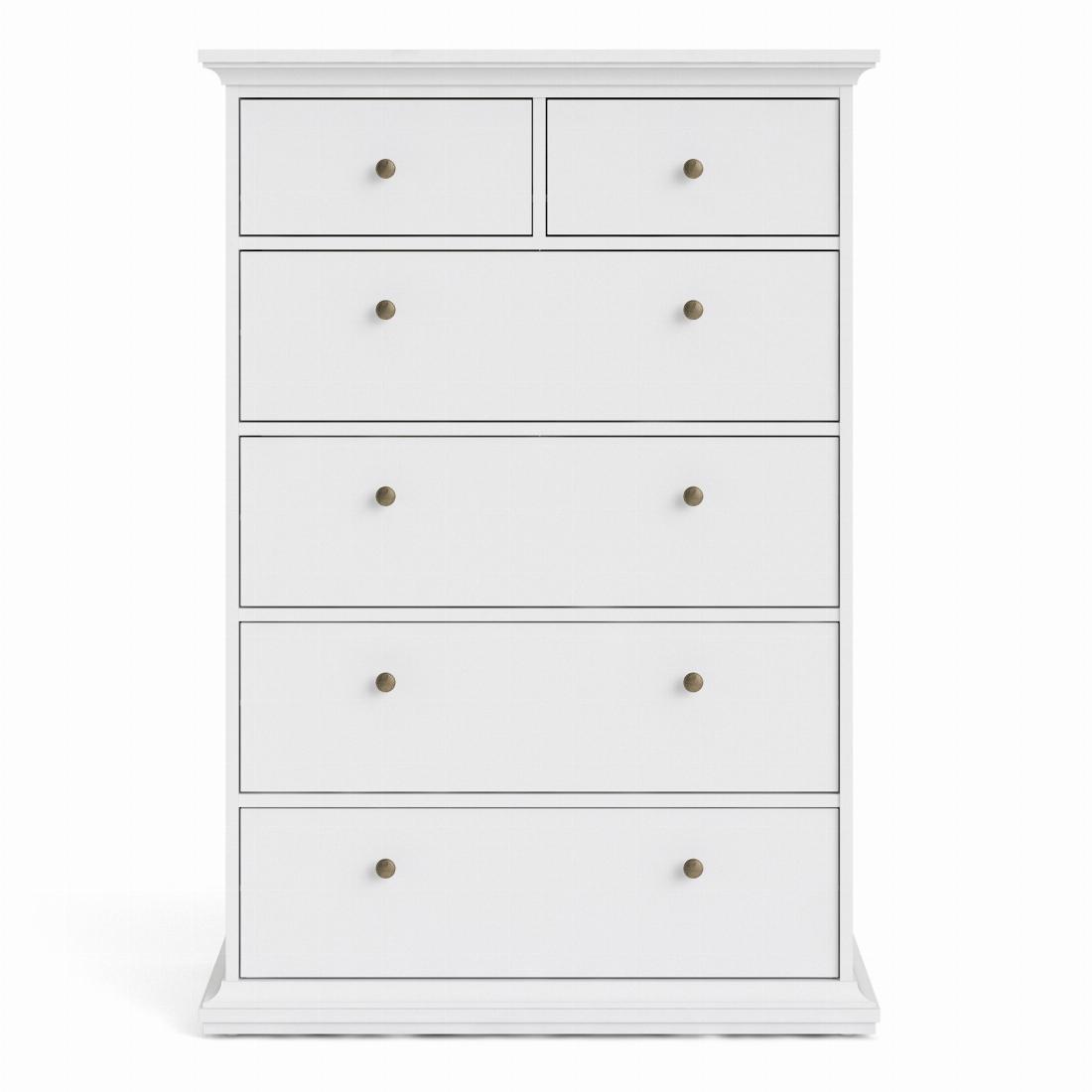 Paris Chest of 6 Drawers in White