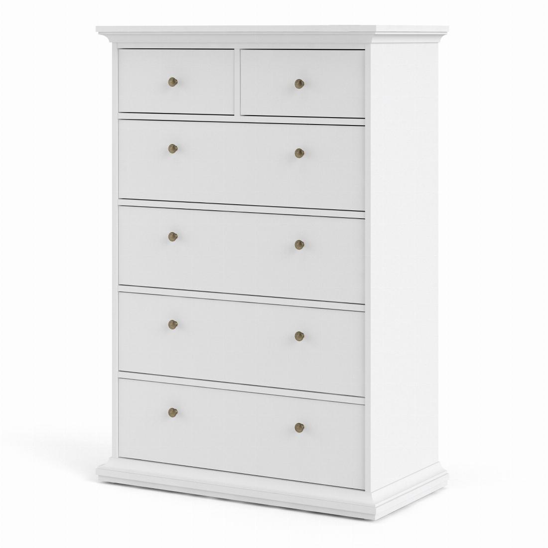 Paris Chest of 6 Drawers in White