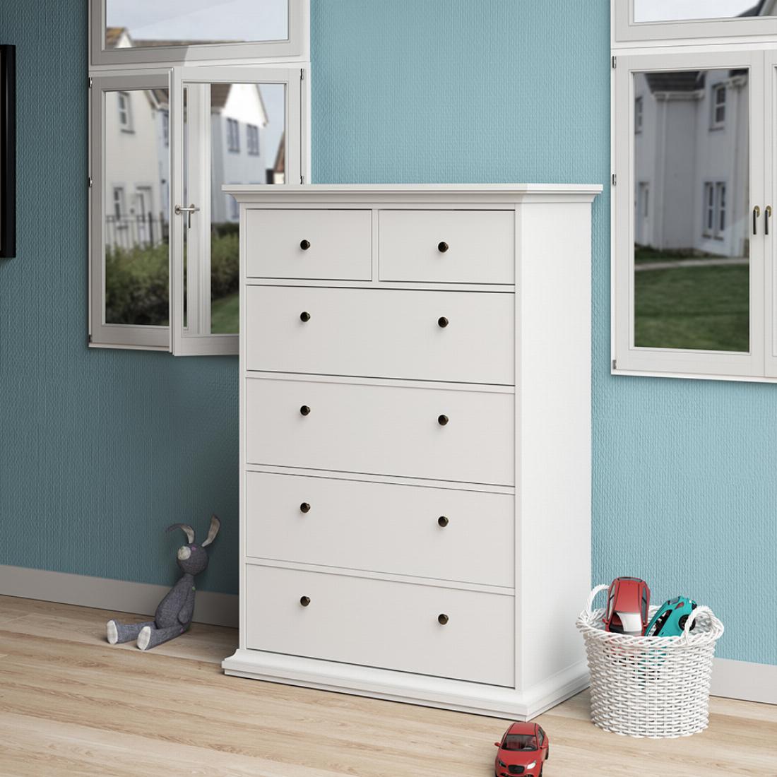 Paris Chest of 6 Drawers in White