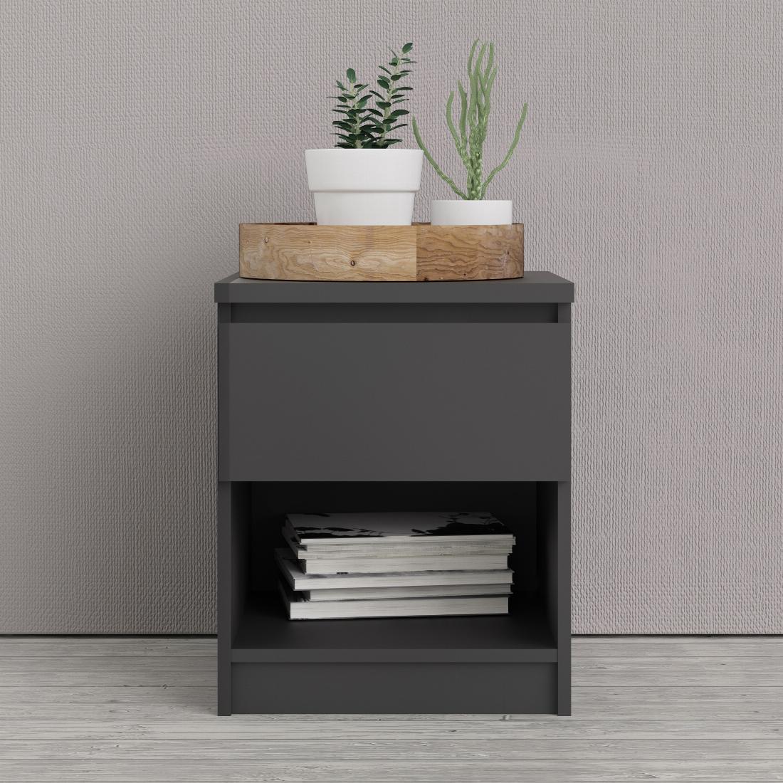 Naia Bedside 1 Drawer 1 Shelf in Black Matt