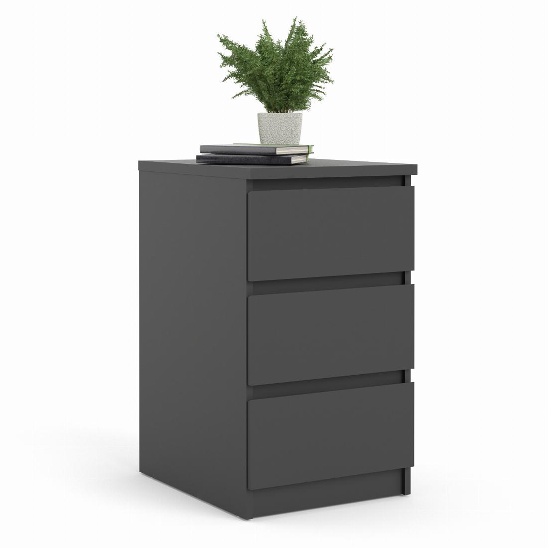 Naia Bedside 3 Drawers in Black Matt