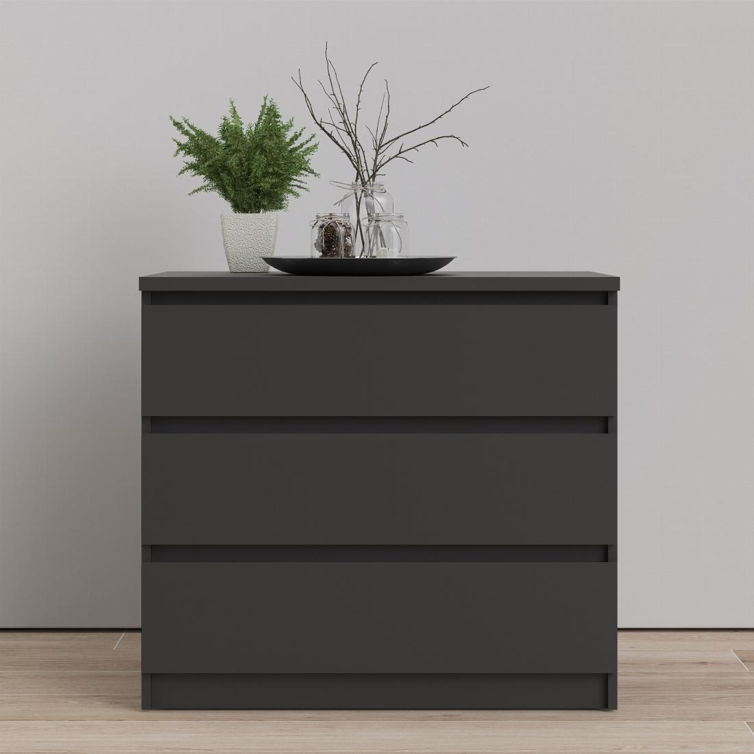 Naia Chest of 3 Drawers in Black Matt