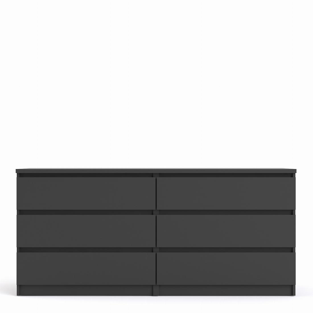 Naia Wide Chest of 6 Drawers 33 in Black Matt