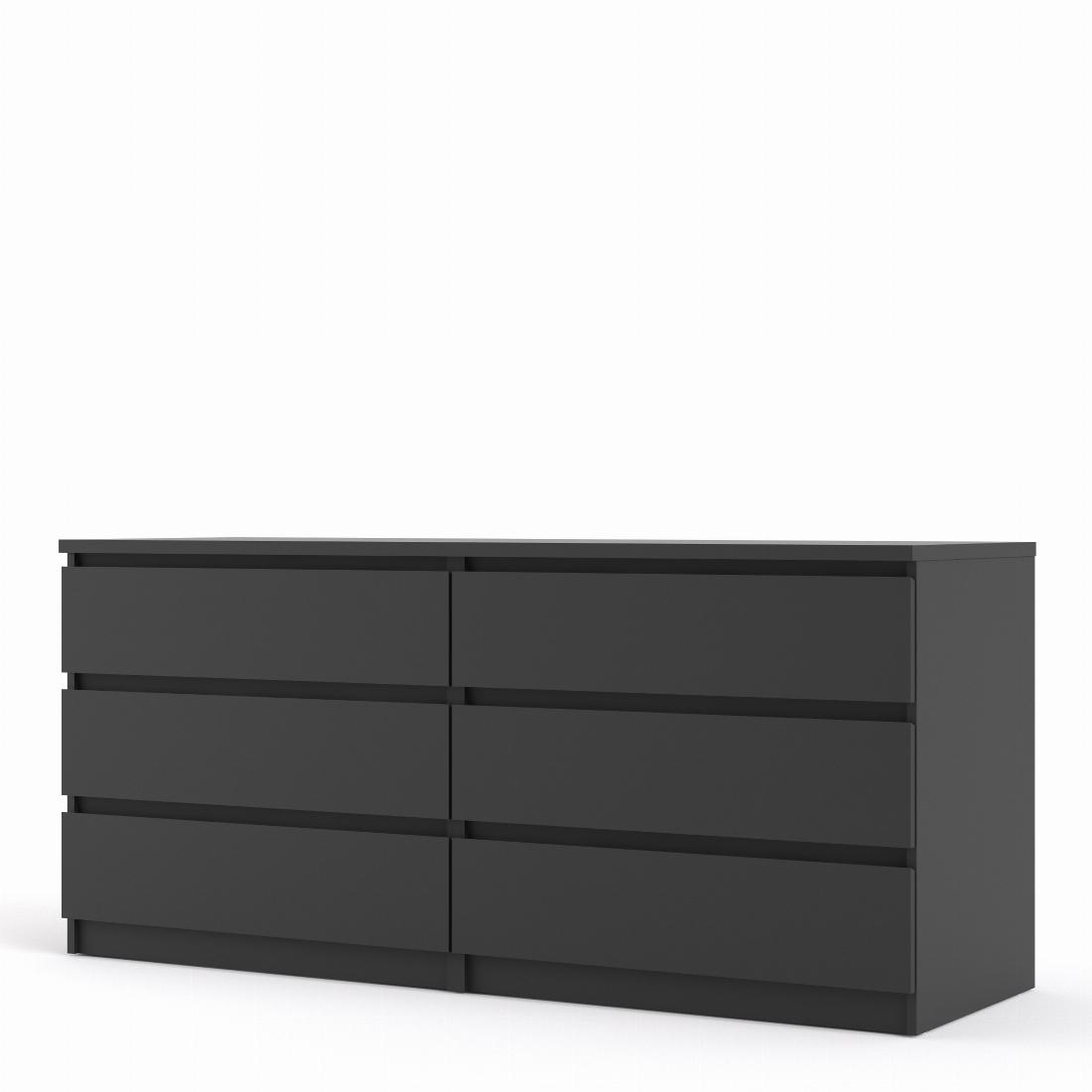 Naia Wide Chest of 6 Drawers 33 in Black Matt