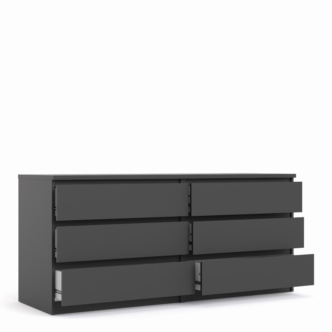 Naia Wide Chest of 6 Drawers 33 in Black Matt