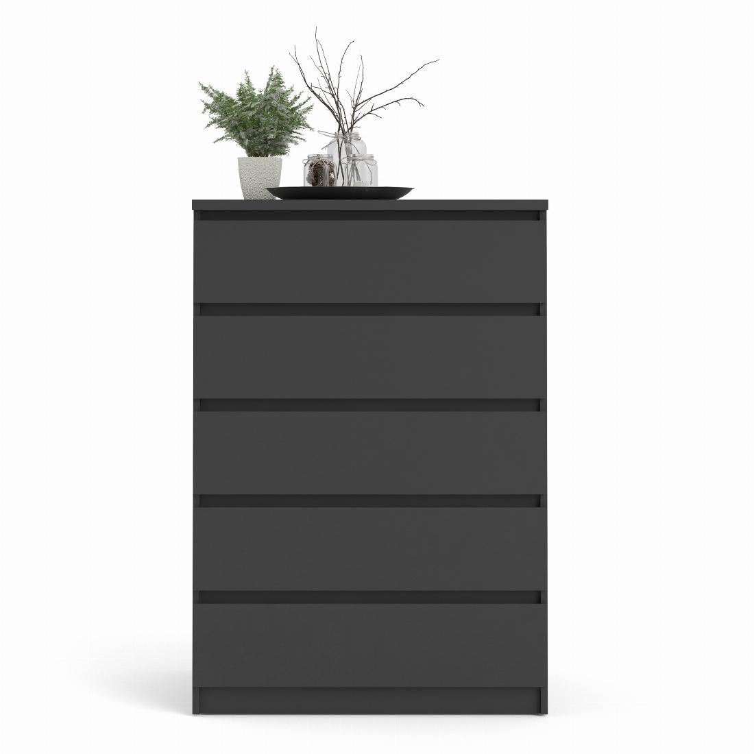 Naia Chest of 5 Drawers in Black Matt