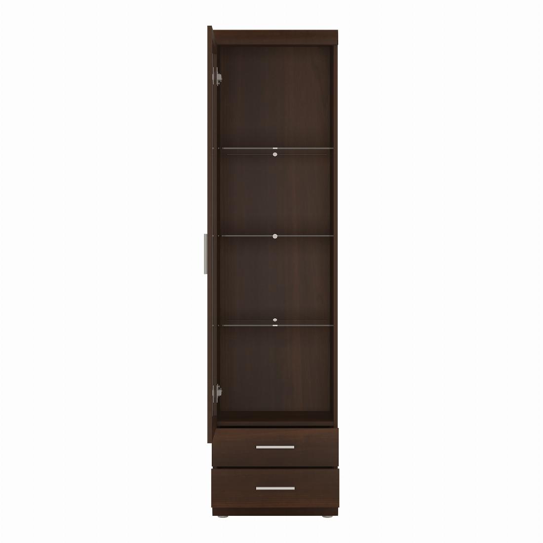 Imperial Tall Glazed 1 Door 2 Drawer Narrow Cabinet