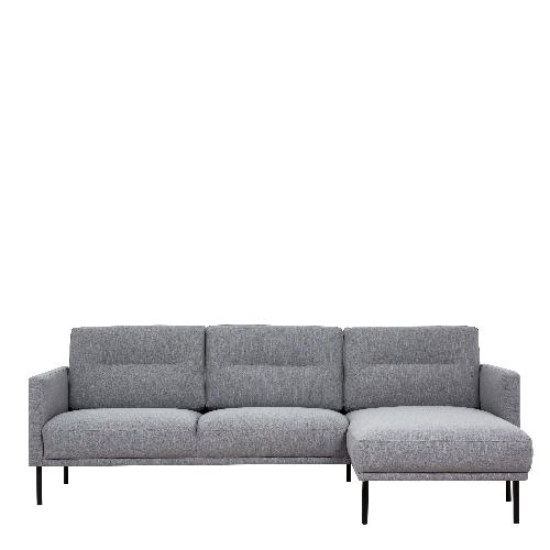 Larvik Chaiselongue Sofa (RH) - Grey, Black Legs