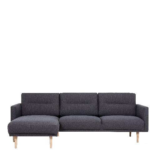 Larvik Chaiselongue Sofa  (LH) -  Antracit, Oak Legs