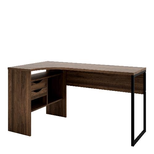 Function Plus Corner Desk 2 Drawers in Walnut