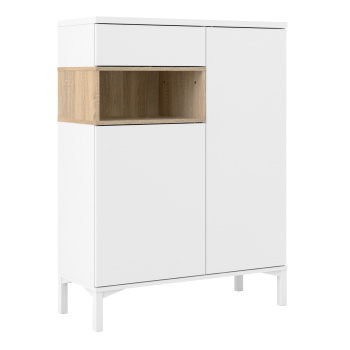 Sideboard 2 Drawers 1 Door in White and Oak